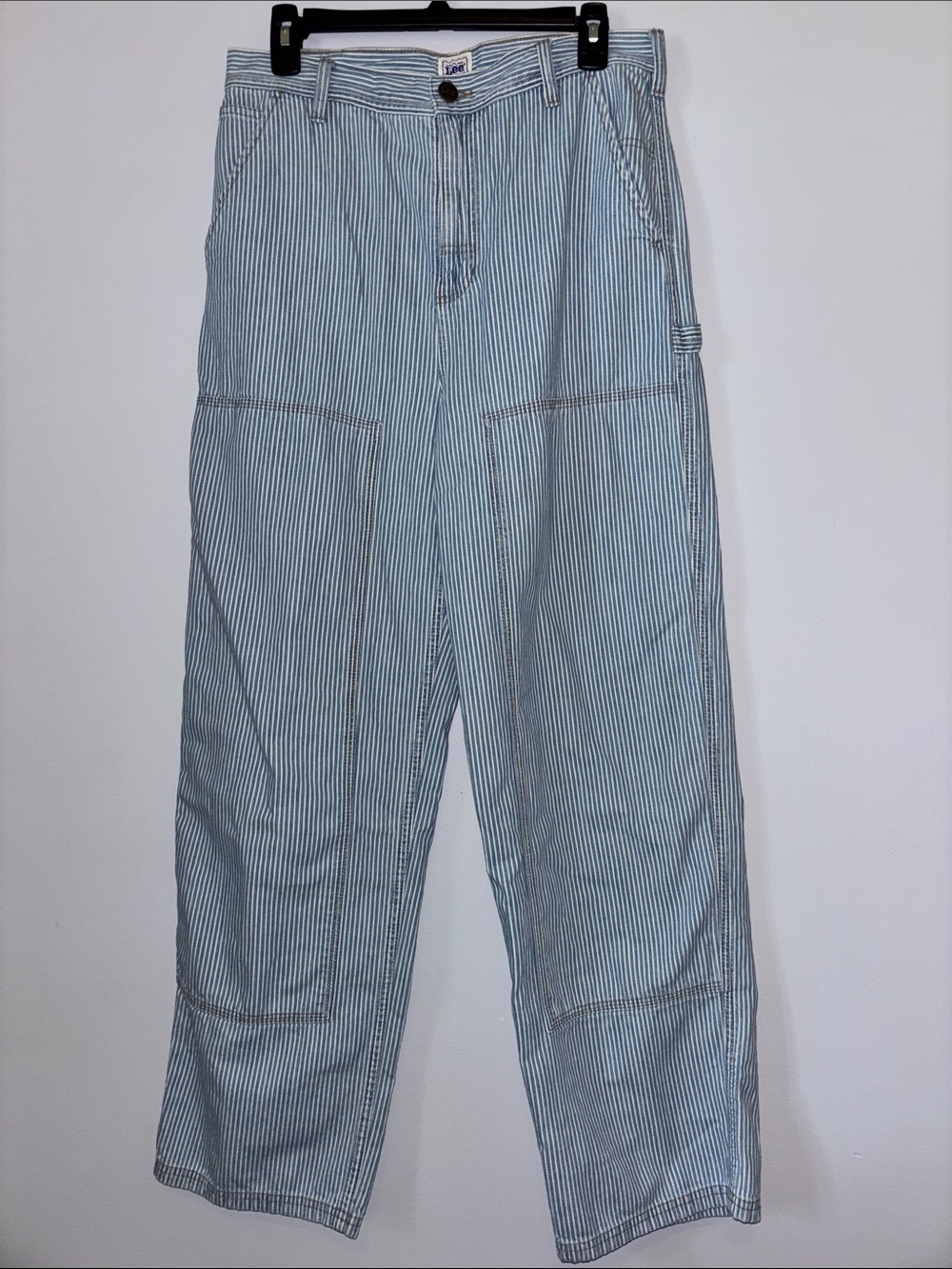 Lee Straight-Leg Women’s Jeans in Light Blue Pinstripe